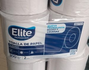 Elite Papel Toalla Jumbo de 200 metros x 2 rollos natural  –  Nueva presentacion hojas mas gruesas (361759)