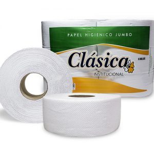 Papel Higienico Jumbo Clasica blanco Liso 400 mts x 6 rollos