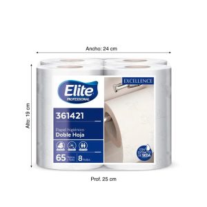 Papel Higienico Elite doble hoja EXCELLENCE x 8 unidades (65 metros)