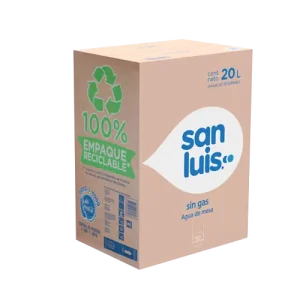 Caja de agua de mesa San Luis 20 litros con caño, caja descartable