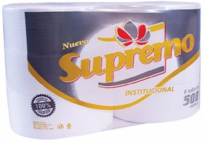 Papel higiénico Jumbo SUPREMO Institucional de 500 metros x 6 unidades