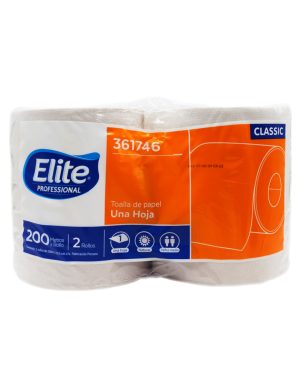 Elite Papel Toalla Jumbo de 200 metros x 2 rollos  natural  –  Clasico